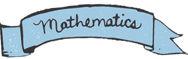 Handwritten mathematics on blue ribbon