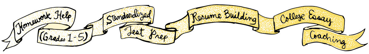 Homework and test prep ribbons illustration